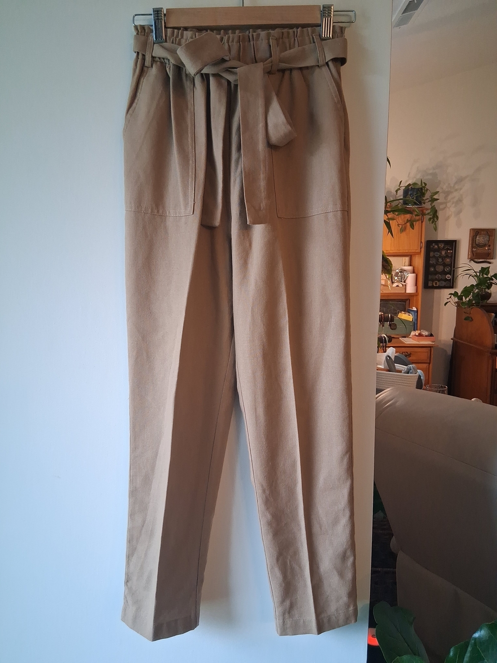 Altar'd State Paperbag Tie-Waist Trousers - Tan